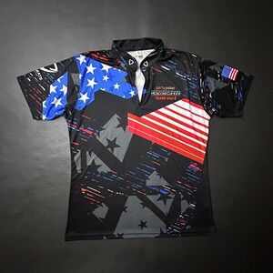Party Poker Team USA Jersey Mens Large Black Mosconi Cup Collectors 1/4 Zip AOP